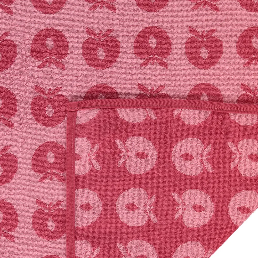 Småfolk 2 pak håndklæde 70x140 med æbler - Sea pink-Børn Badekåber & Håndklæder