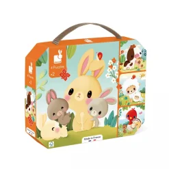 Janod 5 Progressive Farm Animal Puzzles 6-9-12-16 pcs- Puslespil