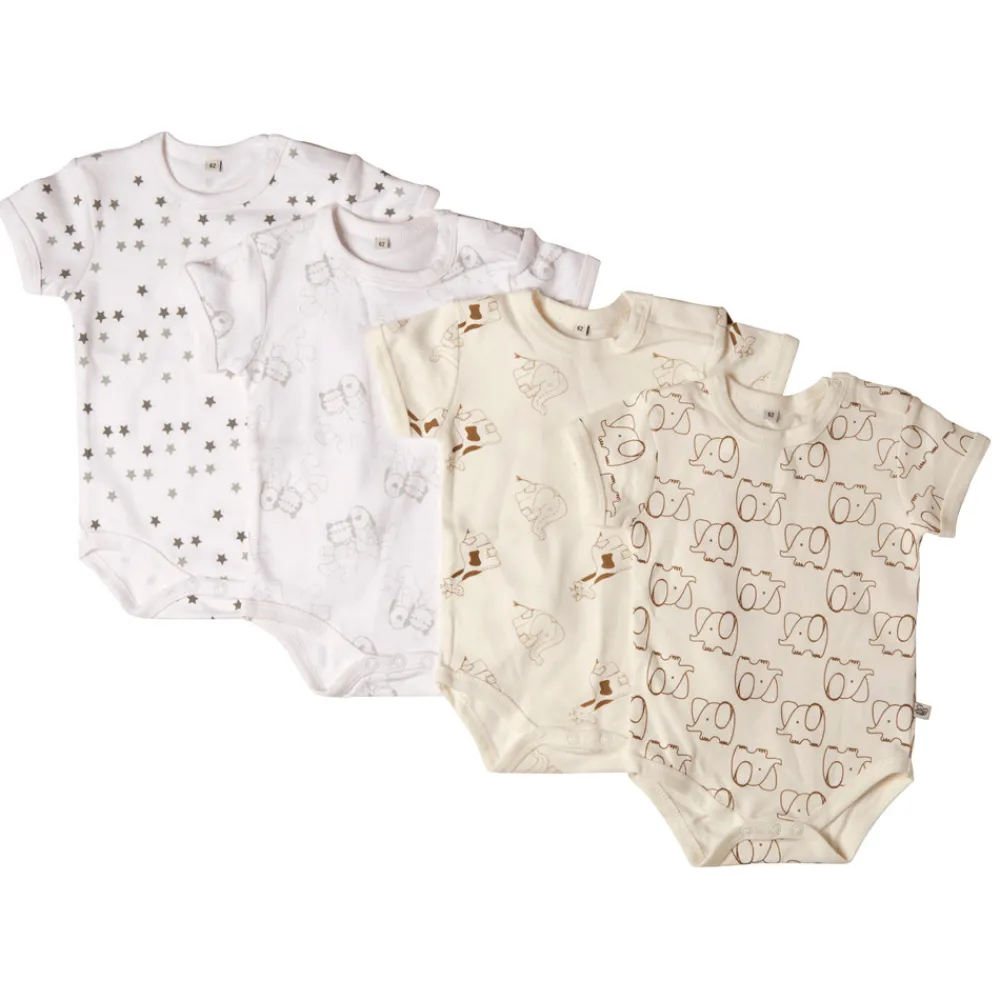 Pippi 4 Stk K/Æ Bodystockings - Offwhite 200- Multipack|Bodystocking Kortærmet