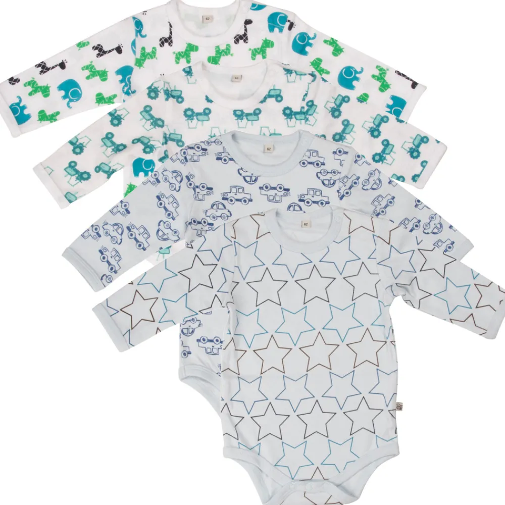 Pippi 4 Stk L/Æ Bodystockings - Lyseblå 700- Multipack|Bodystocking Langærmet