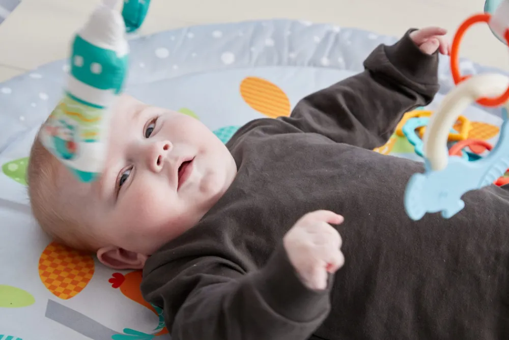 Scandinavian Baby Products Aktivitetsstativ m. 4 stykker legetøj - Skovtema- Aktivitetstæpper