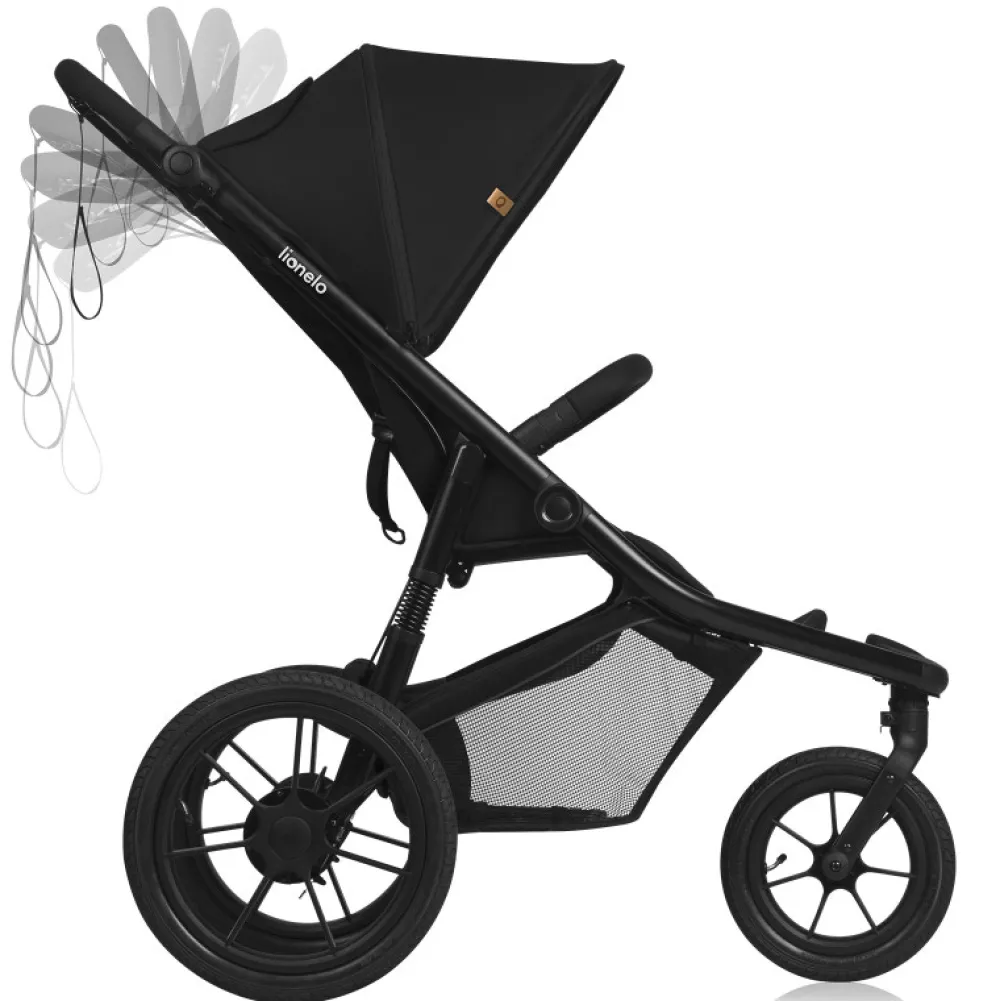 Lionelo Azura - black onyx- Klapvogne Med Flade Sæder