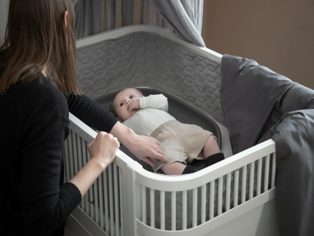 Sebra Baby & Jr. seng - classic white med madras-Børn Pakkeløsninger|Tremmesenge