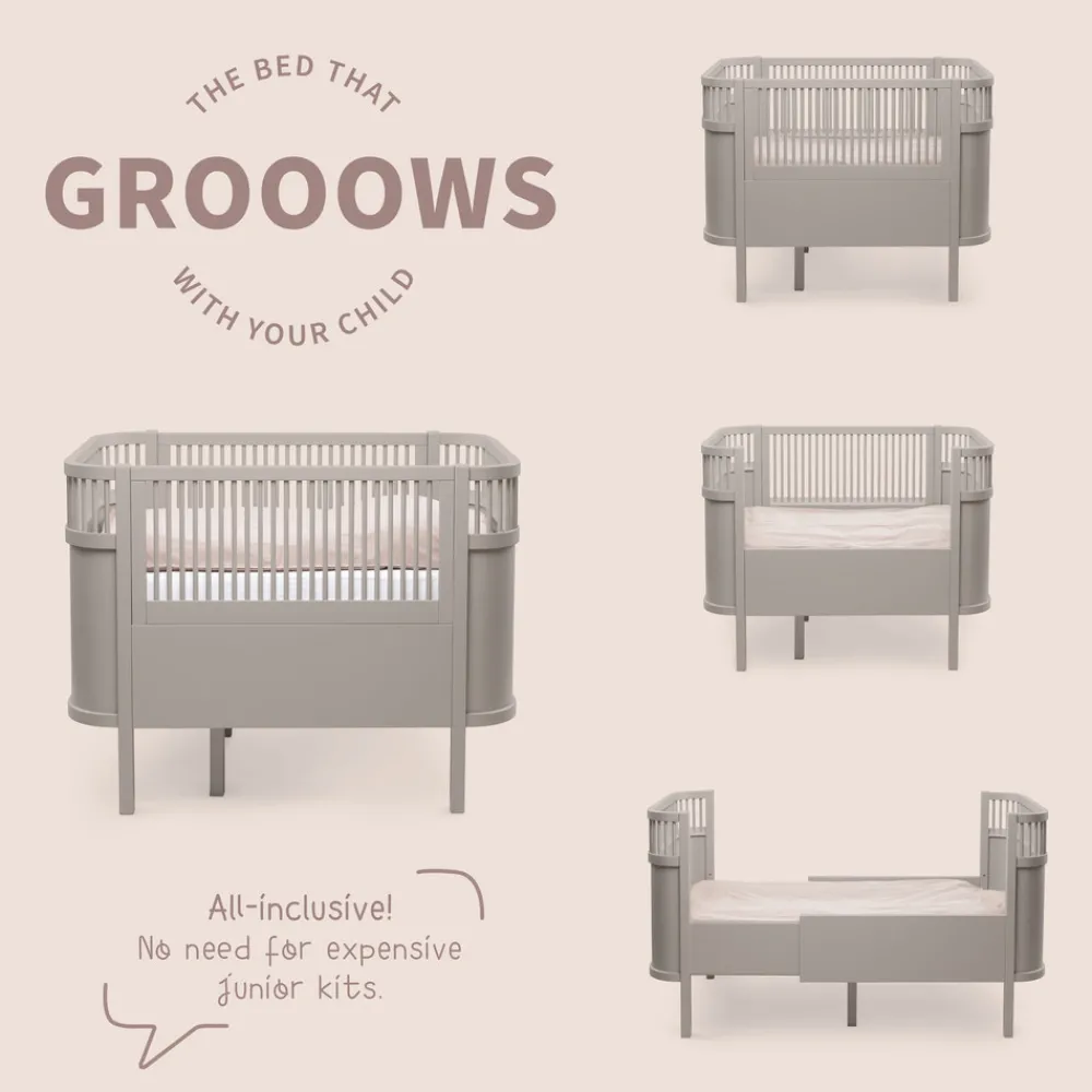 Sebra Baby & Jr. seng - jetty beige - FSC®-Børn Tremmesenge