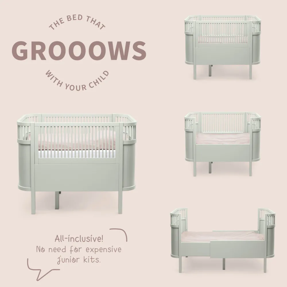 Sebra Baby & Jr. seng - mist green - FSC®-Børn Tremmesenge