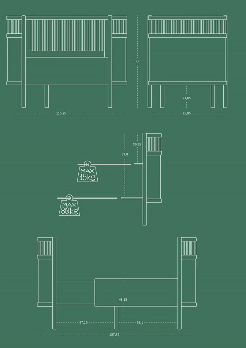 Sebra Baby & Jr. seng - mist green - FSC®-Børn Tremmesenge
