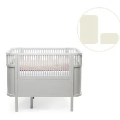 Sebra Baby & Jr. seng - Stone grå med madras-Børn Tremmesenge