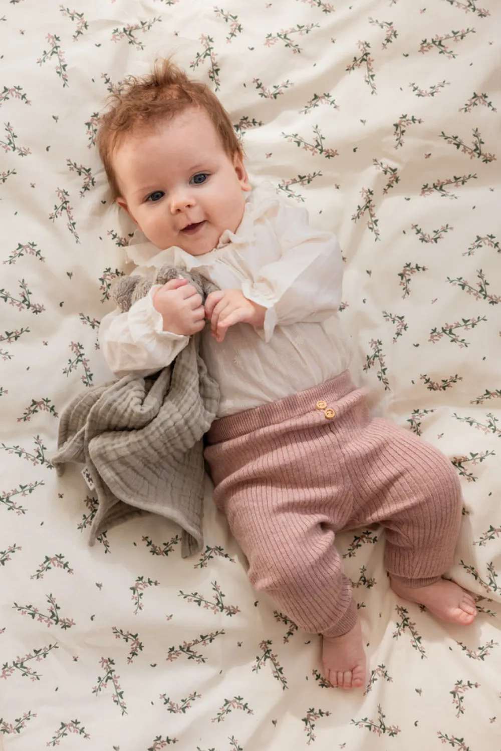 Sebra Baby sengetøj, powder blossom, beige 100x70-Børn Sengetøj