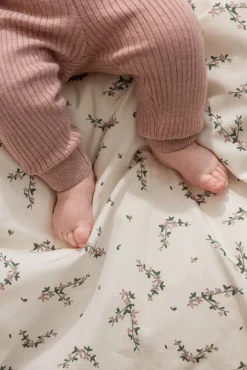 Sebra Baby sengetøj, powder blossom, beige 100x70-Børn Sengetøj