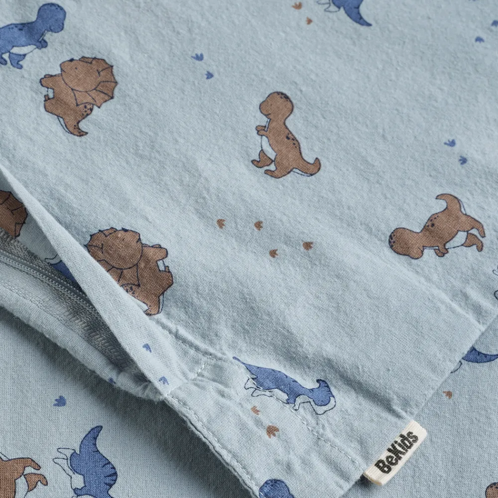 BeKids Baby Sengetøj 70x100, Dino Blue Fog-Børn Sengetøj