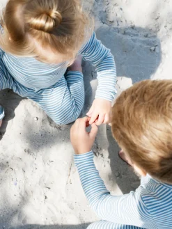 Serendipity Organics Baby Stribet Body - AZURSTRIPE- Bodystocking Langærmet