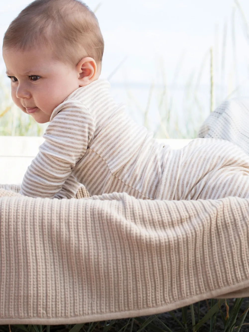 Serendipity Organics Baby Stribet Body - OATSTRIPE- Bodystocking Langærmet