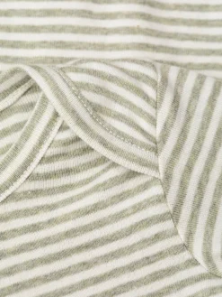 Serendipity Organics Baby Stribet Body - SAGE/ECRU- Bodystocking Langærmet