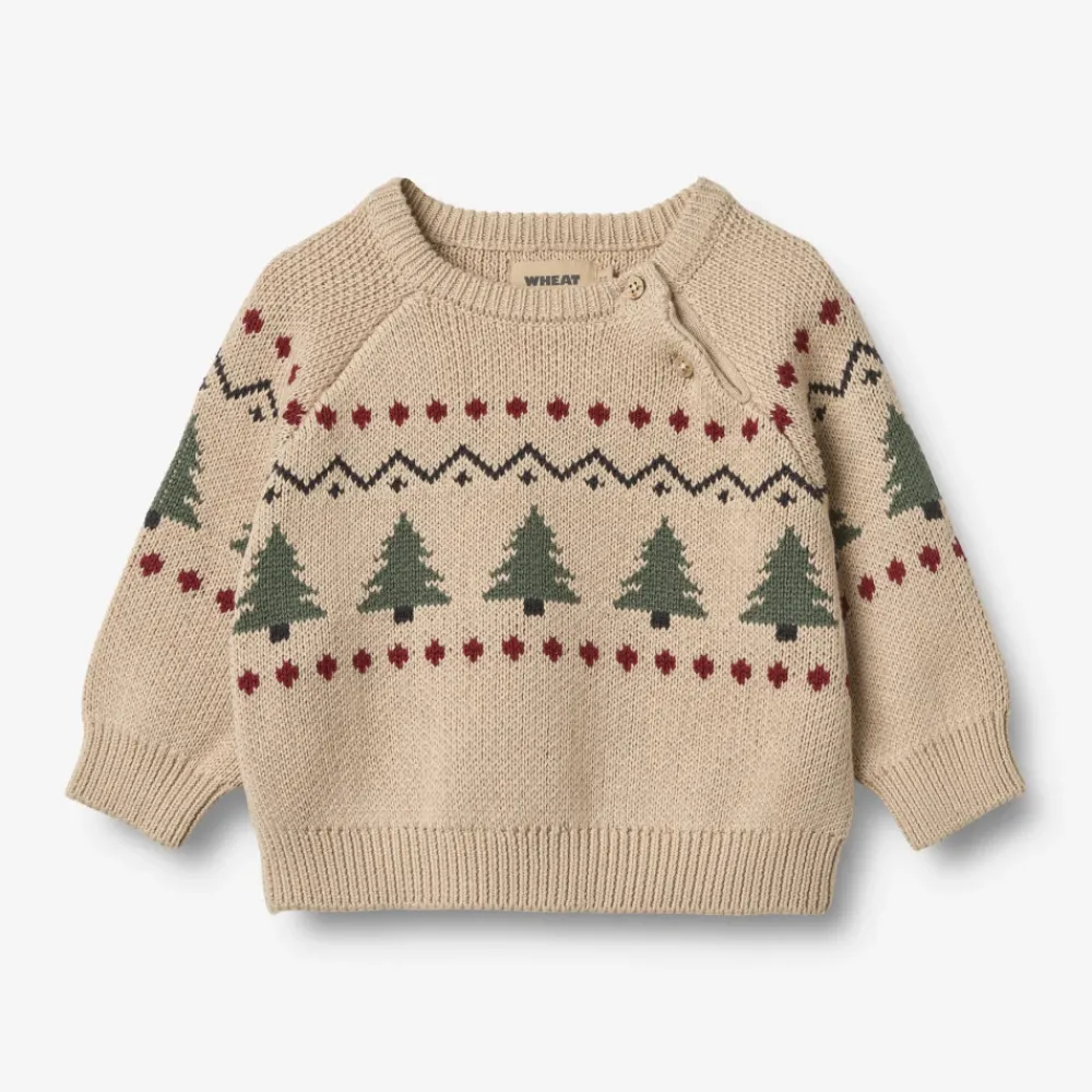 Wheat Balou Jacquard Pullover - Warm Sand- Juletøj|Cardigans, Veste & Trøjer