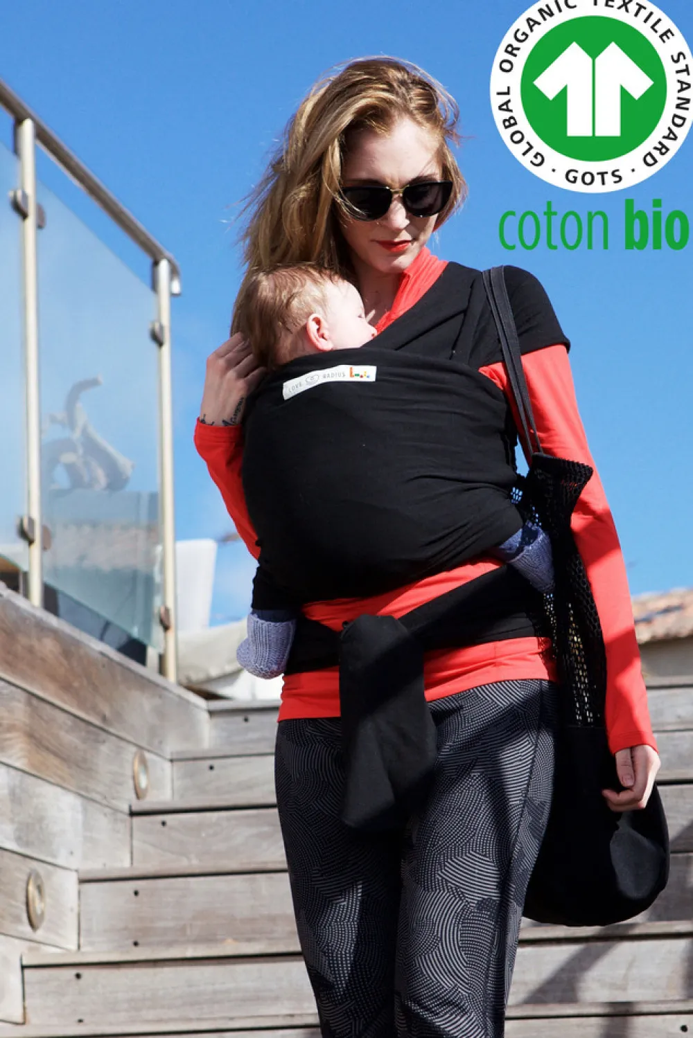 Love Radius By Je Porte mon Bebé Basic økologisk strækvikle sort- Bæreseler & Vikler