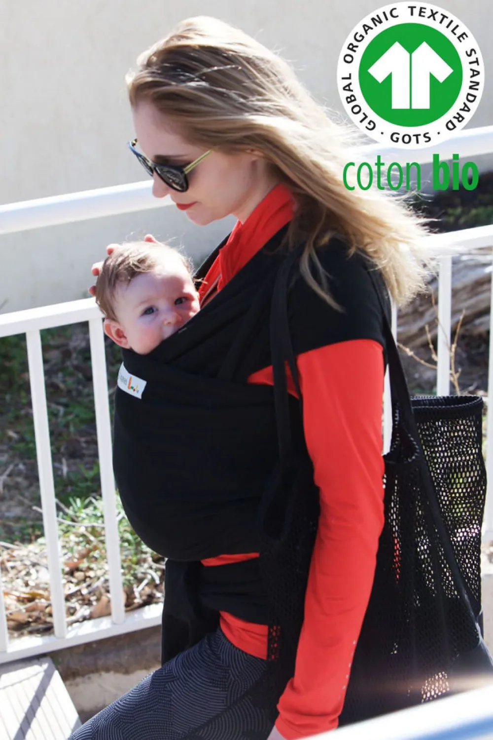 Love Radius By Je Porte mon Bebé Basic økologisk strækvikle sort- Bæreseler & Vikler