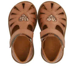 Angulus Begynder sandal med glitterhjerte - Clay/Clay Glitter- Sandaler Med Lukket Tå|Begyndersandaler