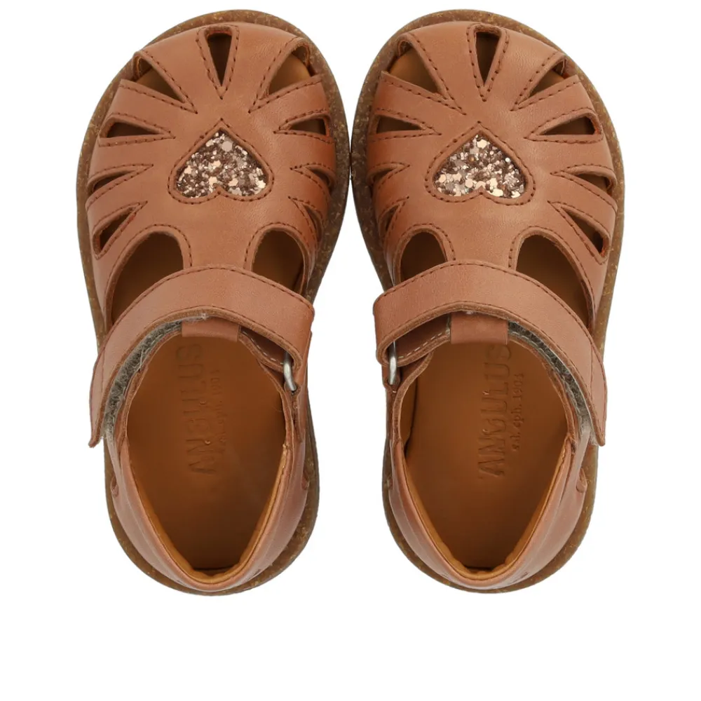 Angulus Begynder sandal med glitterhjerte - Clay/Clay Glitter- Sandaler Med Lukket Tå|Begyndersandaler