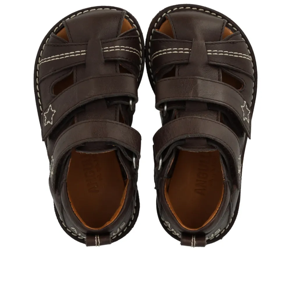 Angulus Begynder sandal med velcrolukning - Dark Brown- Sandaler Med Lukket Tå|Begyndersandaler