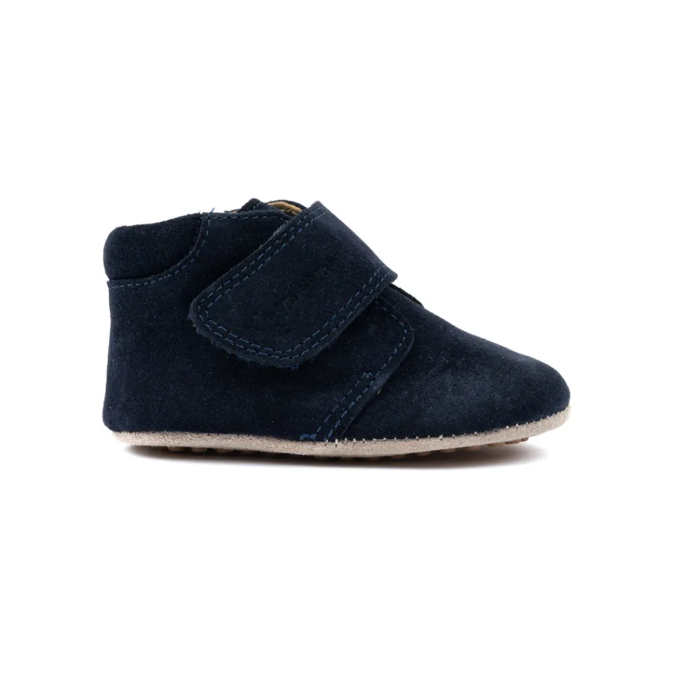Pompom Begynder velcro season - Navy suede- Hjemmesko