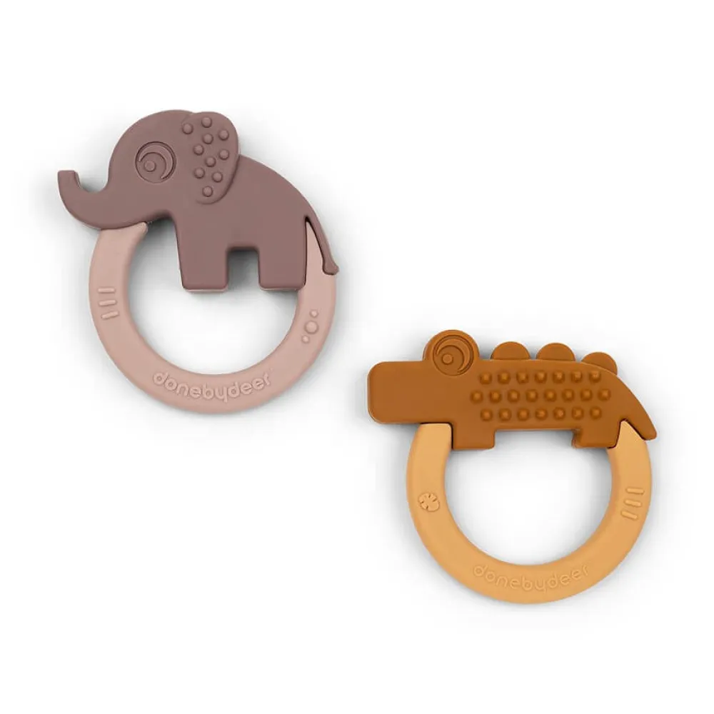 Done By Deer Biderangle 2 stk Deer friends Mustard/Pudder- Bideringe & Rangler