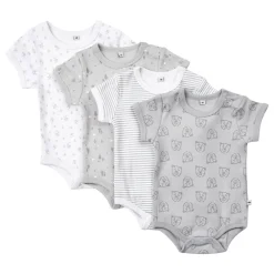 Pippi Body Kortærmet Med Print 4-Pak - 190- Multipack|Bodystocking Kortærmet