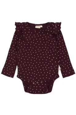 PETIT PIAO Body Langærmet - Dark Grape/White- Bodystocking Langærmet