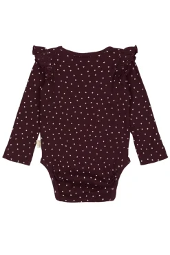 PETIT PIAO Body Langærmet - Dark Grape/White- Bodystocking Langærmet