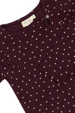 PETIT PIAO Body Langærmet - Dark Grape/White- Bodystocking Langærmet