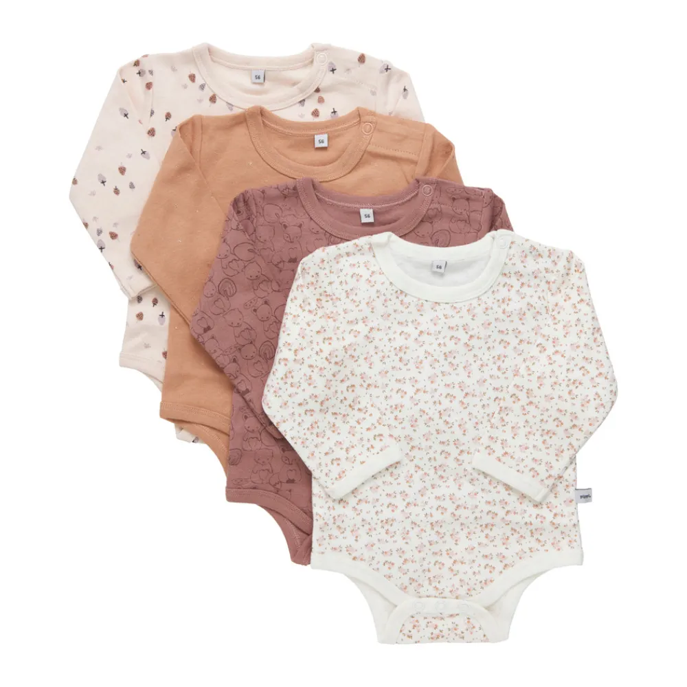 Pippi Body Langærmet Med Print 4-Pak - 433- Multipack|Bodystocking Langærmet