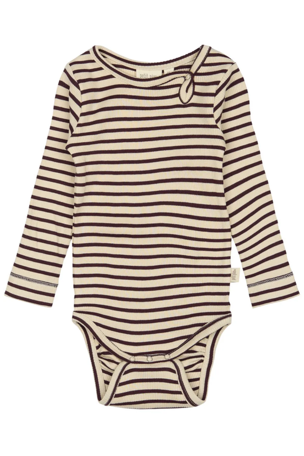 PETIT PIAO Body ls - Dark Grape/Off White- Bodystocking Langærmet