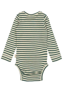 PETIT PIAO Body ls - Dark Sea/Off White- Bodystocking Langærmet