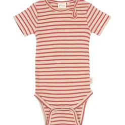 PETIT PIAO Body SS Striper - BERRYWHITE- Bodystocking Kortærmet