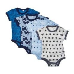 Pippi Bodystocking 4-pak - 725/Blue- Multipack|Bodystocking Kortærmet