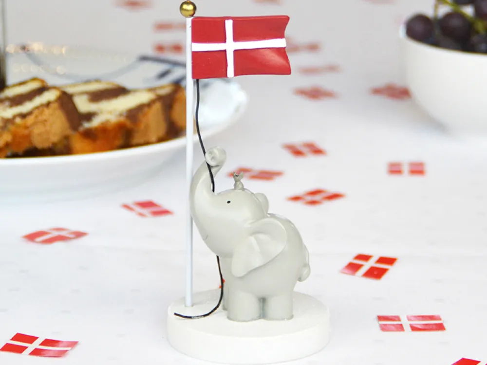 Kids By Friis Bordpynt, flag med elefant og mus 13 cm-Børn Fødselsdagstoge