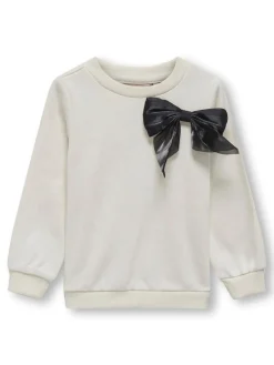 KIDS ONLY Bow langærmet o-neck sweat - CLOUD DANCER- Bluser