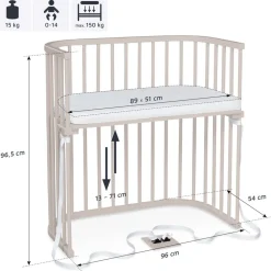 Babybay Boxspring bedside crib - beige-Børn Side By Side Senge