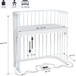 Babybay Boxspring bedside crib - Hvid-Børn Side By Side Senge