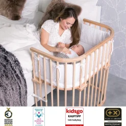 Babybay Boxspring bedside crib - natural varnished-Børn Side By Side Senge