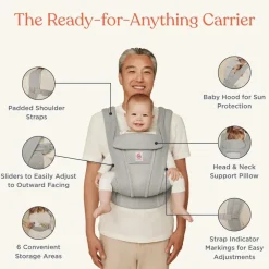 Ergobaby Bæresele, Omni Deluxe, Mesh - Pearl Grey- Bæreseler & Vikler