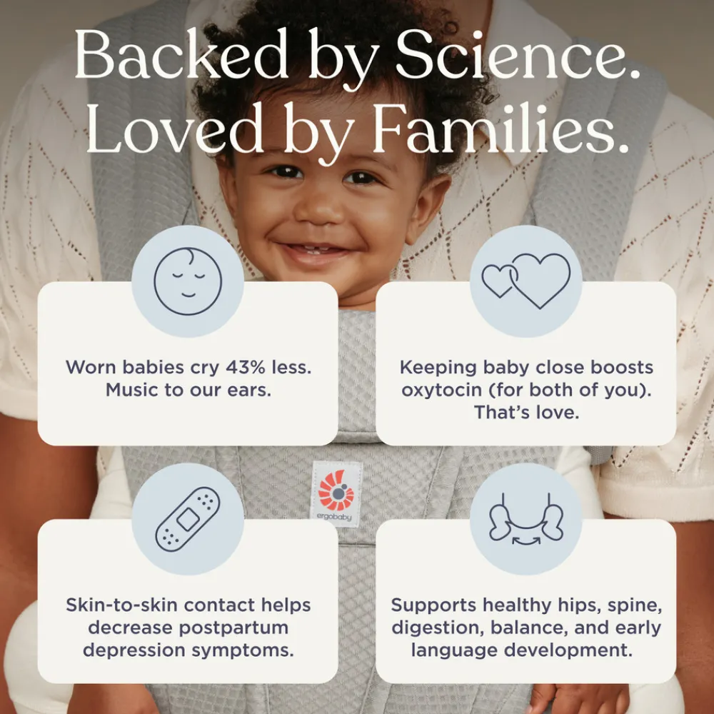 Ergobaby Bæresele, Omni Deluxe, Mesh - Pearl Grey- Bæreseler & Vikler