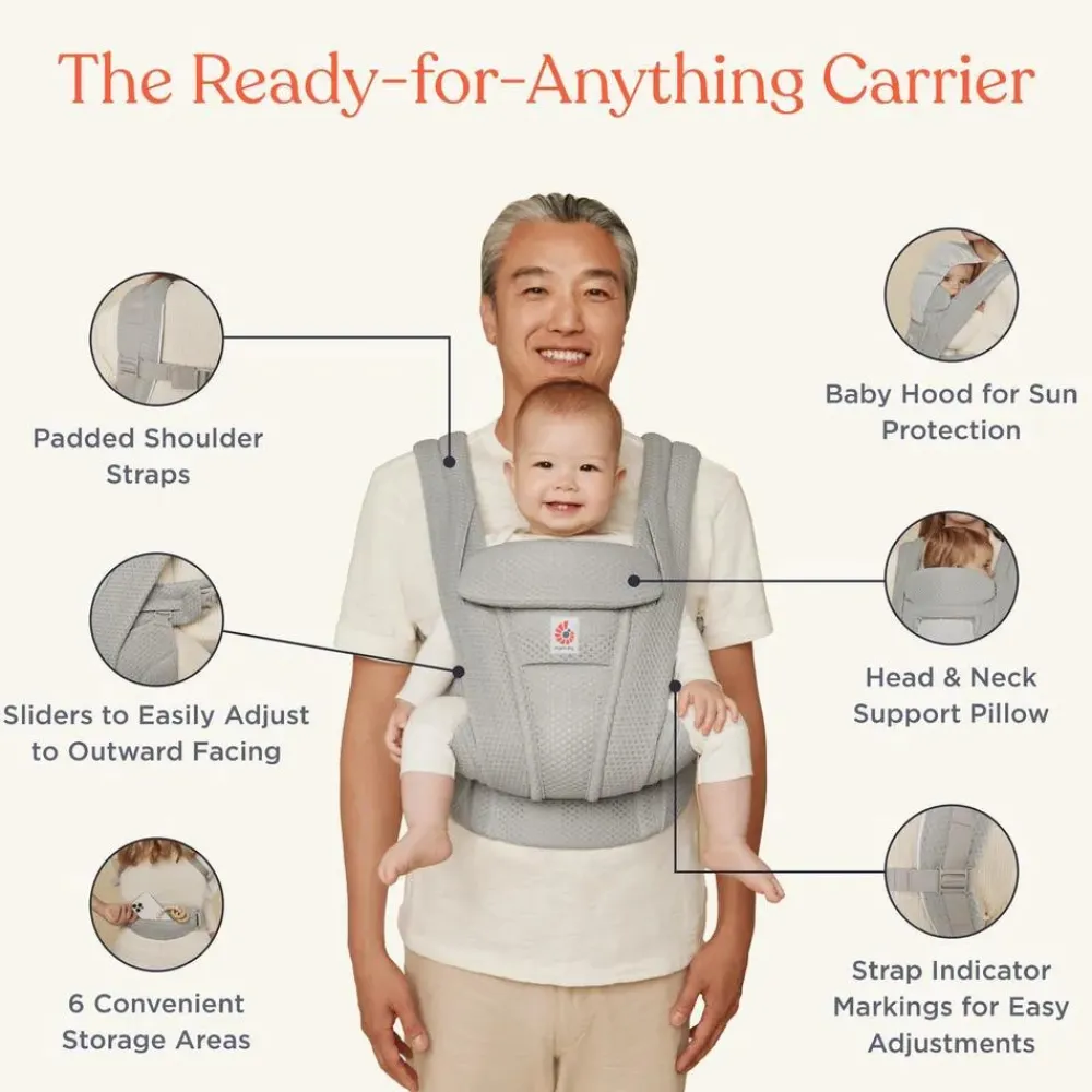 Ergobaby Bæresele, Omni Deluxe, Mesh - Natural Beige- Bæreseler & Vikler