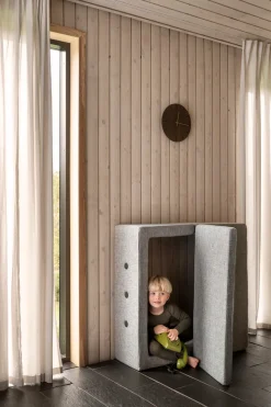 By KlipKlap Børnesofa, firkantet - lysegrå/mørkegrå knap-Børn Tumlemøbler