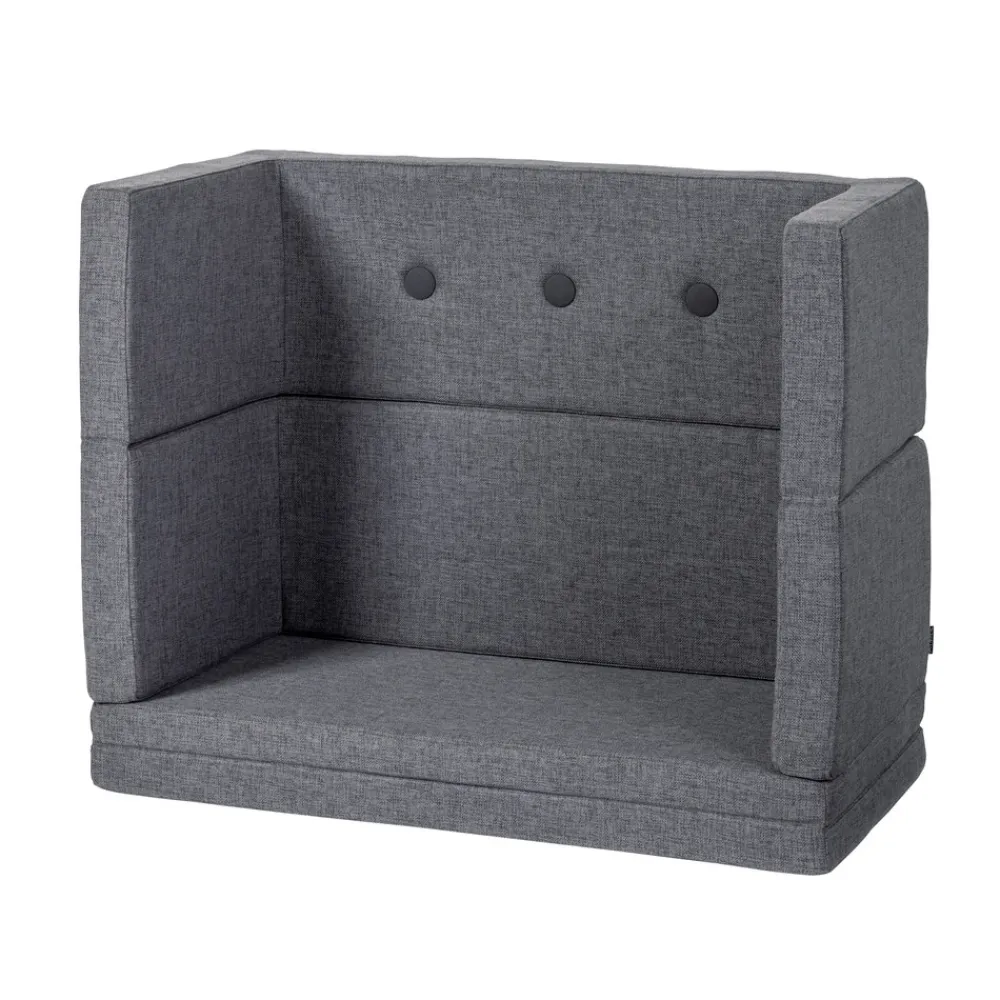 By KlipKlap Børnesofa, firkantet - mørkegrå/sortgrå knap-Børn Tumlemøbler