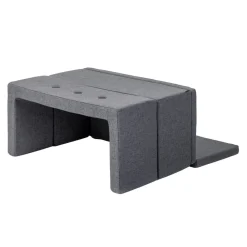 By KlipKlap Børnesofa, firkantet - mørkegrå/sortgrå knap-Børn Tumlemøbler