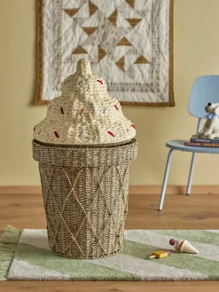 Bloomingvillemini Cillie Kurv m/Låg, Natur, Vandhyacint-Børn Kurve