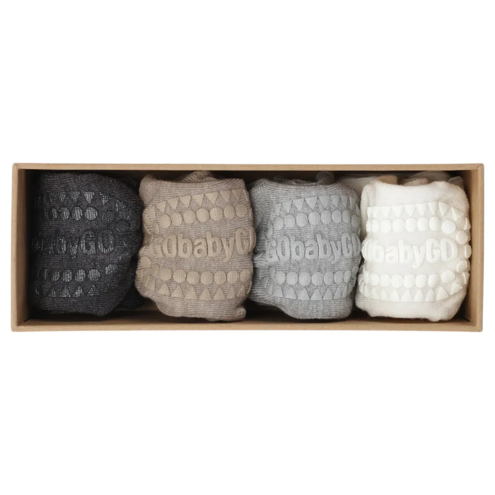 GOBABYGO Combo box - Bambus - GR/SA/OW- Skridsikre Strømper