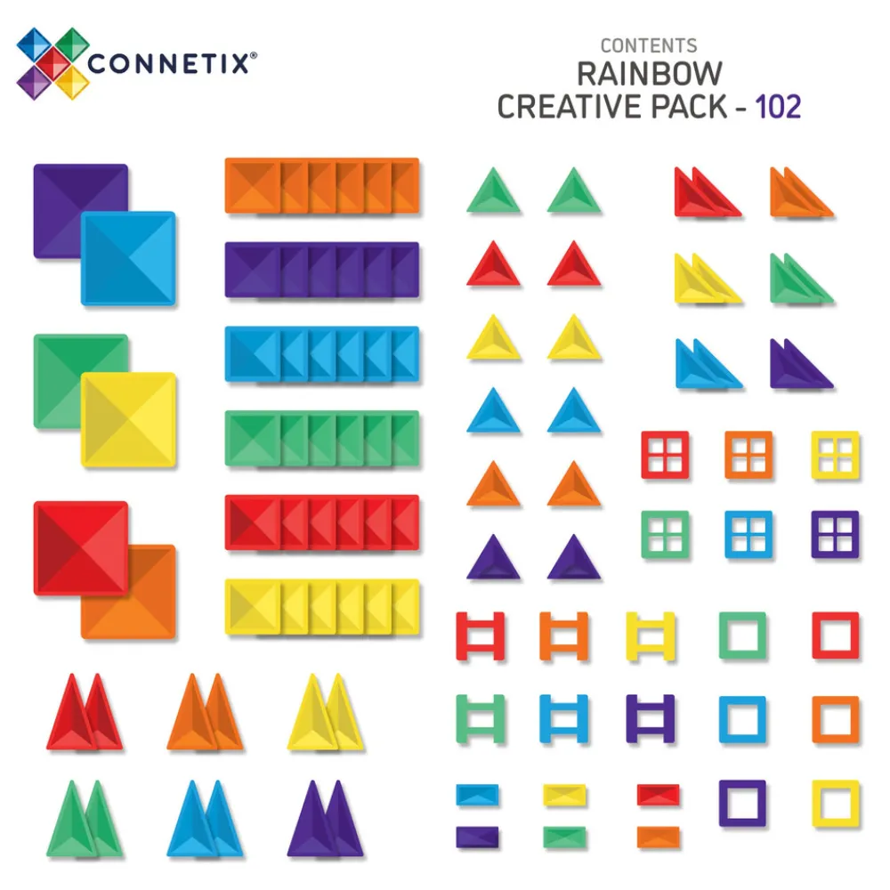 CONNETIX Creative Pack - magnetsæt 102 dele - rainbow- Magnetlegesæt