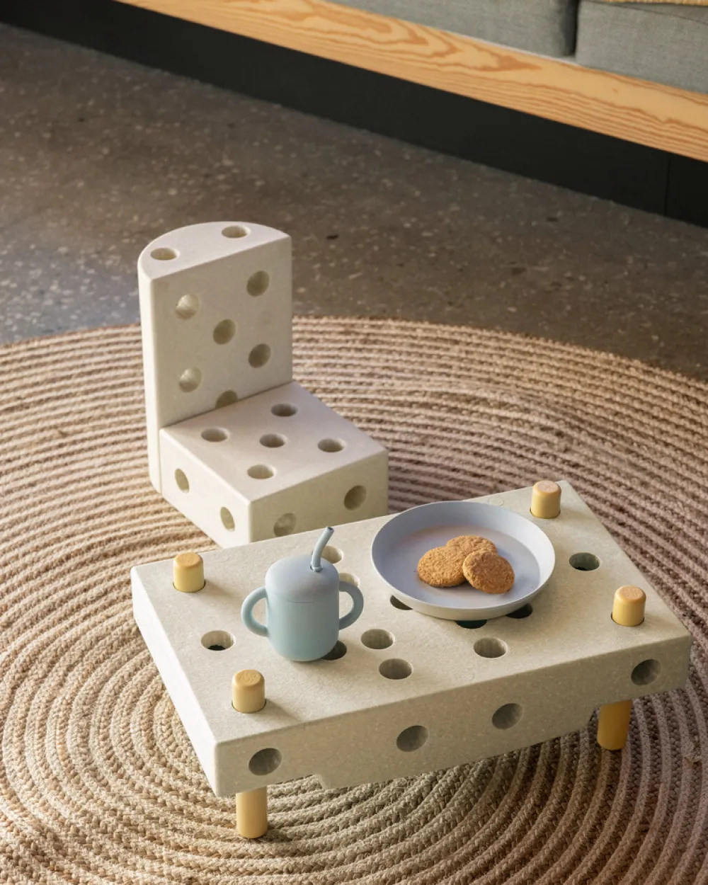 MODU Curiosity Set Sand Grey / Honey Yellow- Store Byggesæt|Tumlemøbler