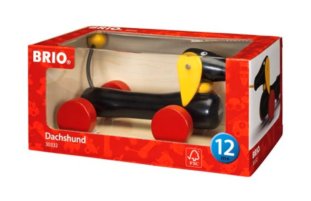 Brio Dachsie, hund, Pull along - FSC®- Trælegetøj|Trækdyr